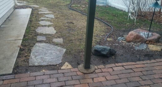 Flagstone steppers in grass