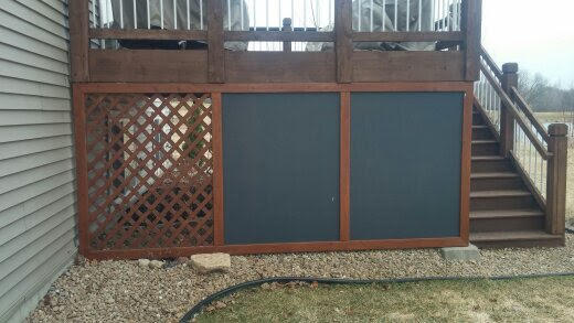 Chalkboard wall under deck